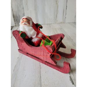 Annalee vintage Santa sleigh Xmas home decor